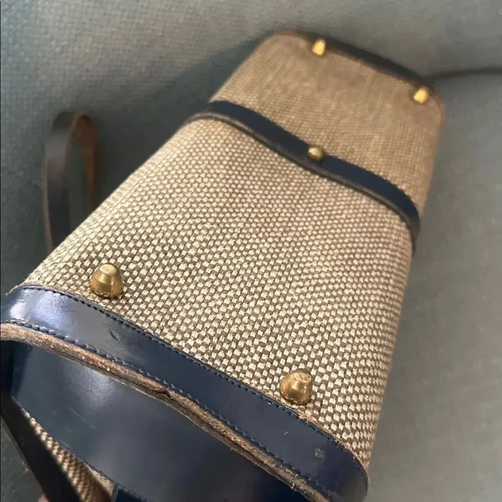 John Romain Vintage 1960/70’s Tweed & Leather Trim Satchel Bag